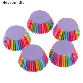 Heasonndiu 100 Pcs Rainbow Color Cupcake Liner Baking Cupcake Paper Cake Bag Tray Pan Mold PH