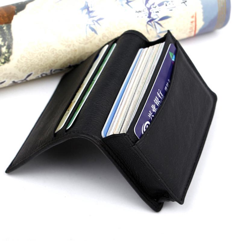 Men Black Leather Credit Card ID Business Cards Holder Wallet Case Expandable