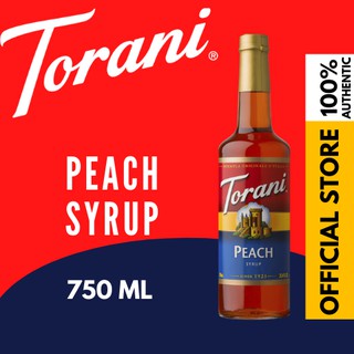 Torani Peach Syrup 750 mL Glass Bottle