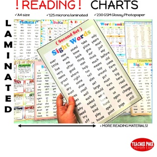 READING sightwords Laminated CHART for kids A4 size(teacher pher)