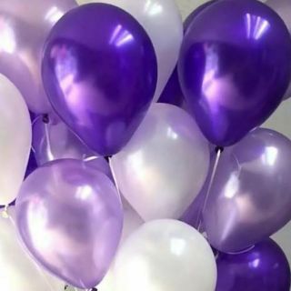 100pcs Tricolor Dark Violet Pearl White And Lilac Light Purple Combination Latex Balloons BTS