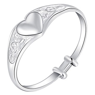 ❉▼✹Silver Kingdom Genuine 92.5 Italy Silver Heart Design Adjustable Ring for Kids KR12