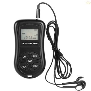 New KDKA-600 Mini FM Stereo Radio Portable Digital DSP Receiver with 1.15 Inch LCD Display Screen Lanyard 60-108MHz Receiving Frequency Black