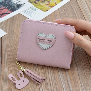 ▩▧♛Small wallet ladies short zipper tassel love new Korean student wallet compact mini key coin purs