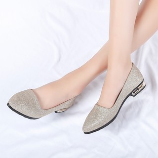 2021 new women's flat bottom set feet shallow mouth fashion sequins bridesmaid wedding crystal shoes