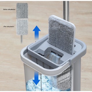 BOOMJOY Self-Wash & Squeeze Dry Flat Mop + 2 Reusable Mop Pads