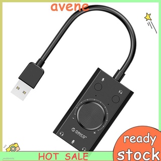 ♠▥☋ORICO Volume Adjustable 3-Port Mic Headphone Audio Card Adapter External USB Sound Card For PC