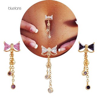 【Bluelans】14G Sexy Bowknot Belly Button Ring Dangle Navel Bar Ring Body Jewelry Piercing