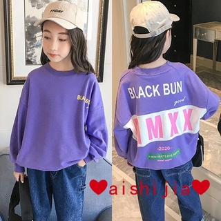 readystock ❤ aishijia ❤【120--150】Girls' Sweater Autumn New Medium and Large Children's Korean Style Fashionable Fashionable Loose Children's Spring and Autumn Fashion Top Trendy Autumn Clothes Korean Style Base Shirt Fashionable and Comfortable