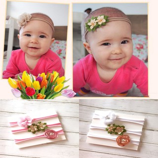 Simulated-Pearl Ribbon Lace Headband Baby Elastic Hairband Children (3 Pcs/Set)