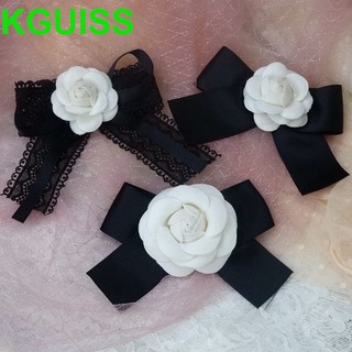 KGUISS Camellia bow tie brooch female corsage accessories collar flower