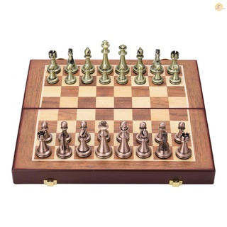 Chess Metal Chess Metal Chess Pieces Wooden Folding Chessboard Alloy Board Game Chessboard Gift