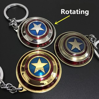 Avengers Captain America Shield Rotating Keychain Alloy Keyring Car Key Chain