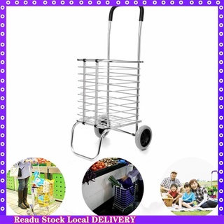 【available】Shopping Cart Grocery Rolling Folding Laundry Basket on Wheels Foldable Utility Tr