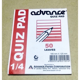 Quiz Pad Paper 1/4 size 50 leaves (Advance)
