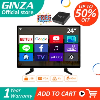 (Free TV BOX) 24 inch TV FHD LED TV Sale Flatscreen Ultra-slim Cheap TV (Screen size 20 inches)