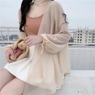 Fashion chiffon cardigan long-sleeved thin coat sunscreen clothing versatile high-quality fabric soft and comfortable (8)