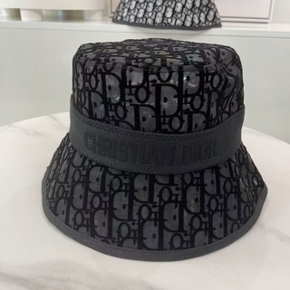 Dior Hat Female Fisherman Hat Mesh Embroidered Letter Ribbon Bucket Hat Elegant Fairy Style Outdoor