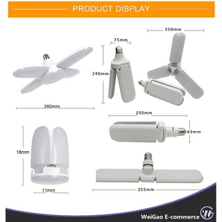 New Design 152/228/304 LED 30/45/60W High Bright Foldable Fan Blade LED Bulb (9)