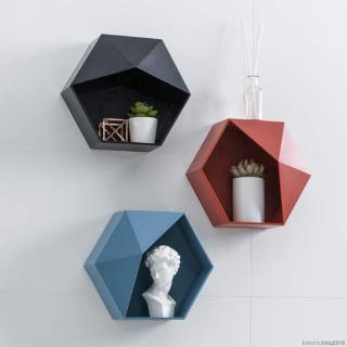 HOT Nordic Hexagonal Wall Shelves Geometric Wall Floating Shelf Home Decoration Storage Box