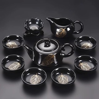 Black sky, tea set home complete set of golden wooden tea pot tea cup tea set, Kung Fu tea set