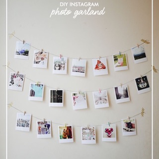 DIY wooden clips with jute string photo banner