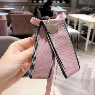 European and American New Accessories Bee Bow Pink Bow Tie Long Ribbon Collar Flower Korean Brooch Clasp Collar Pin Women (7)