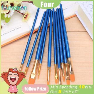 FOU✿10pcs Blue Watercolor Gouache Paint Brushes Nylon Hair Painting Brush Set