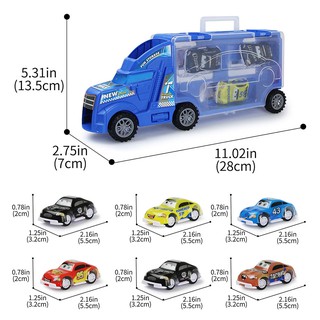 Sliding Big Truck & 6 pcs Mini Car Model Toys Pull Back Vehicle Storage Truck Toy Set For Kids Boy Gift (3)