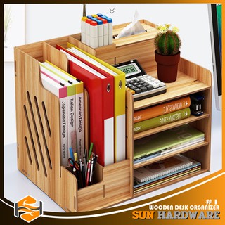 SUN HARDWARE DIY Wooden Multi-functional Organizer Wooden Desk Organizer, Multi-Functional DIY Pen H