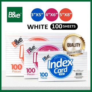 bnesos Stationary School Supplies B&e White Index Card 3x5 / 4x6 / 5x8 100Sheets