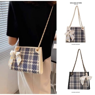 YQY #8096 Korean version of the grid leisure shoulder bag tote bag diagonal grid sling bag