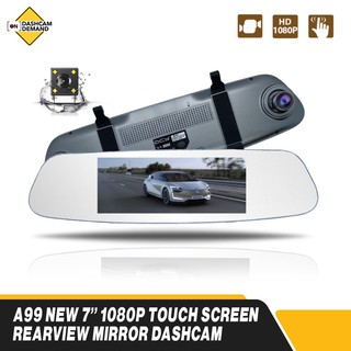 【Ready Stock】☂▽A99 New 7 Inch 1080P Touch Screen Rearview Mirror Dashcam