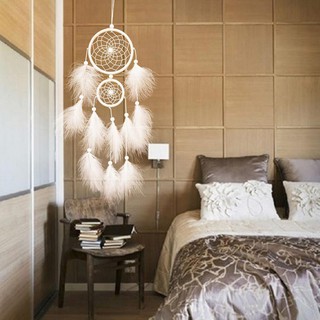 Handmade Dream Catcher with Feather Wall Car Hanging White