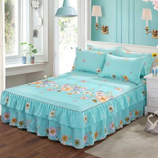 Cross-border Simmons bedspread US cotton single-piece bilateral bed skirt bed pillowcase Korean princess bed cover bed sheet foreign trade wholesale~~