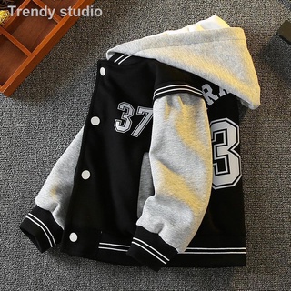 Hot sale┇Boys jacket spring and autumn hooded jacket 2021 new children s western style baseball uniform jacket autumn children s wear trend