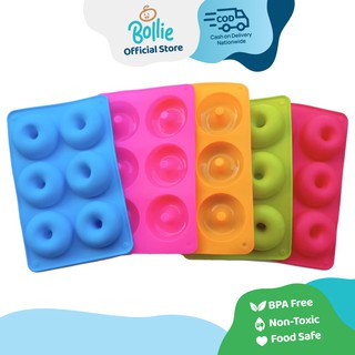 Bollie Baby 6-Cavity Soft Silicone Donut Mold for Baking (Non-Stick)