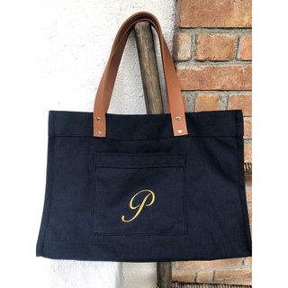 canvas personalised bag, bag with initial, embroidered bag, shopping bag, weekend bag, tote bag
