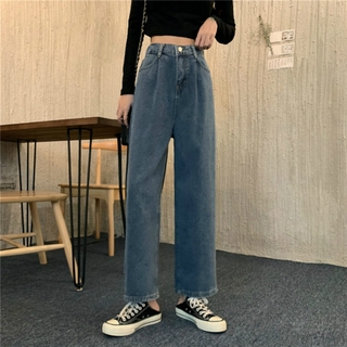Women's Korean high waist jeans straight Denim Pants for Women