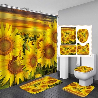 ☄Hot sale mildewproof waterproof Shower Curtains polyester digital printing sunflower shower curtain