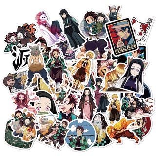 Ready Stock 50 Pcs Anime Cartoon Stickers Demon Slayer Stickers Waterproof Vinyl Stickers for Water Bottle Luggage Wall Bike Car Decals