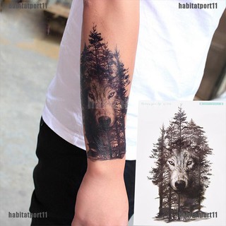 【COD•habi】Waterproof Temporary Fake Tattoo Stickers Grey Forest Wolf Anim