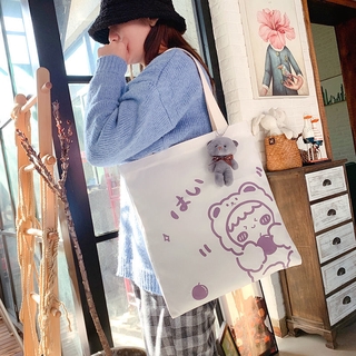 Japanese Harajuku Korean vintage Cute Ulzzang shoulder bag female messenger bag Korean ins casual large-capacity student canvas bag Tote Bag