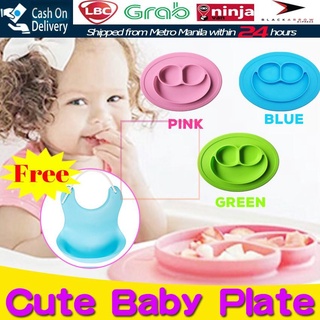 【Available】【Free Baby Bib】Health Silicone Material Baby Dining Plate