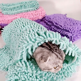 ♀☢Pet super absorbent towel, quick-drying cat and dog bath towel supplies, large chenille wipes