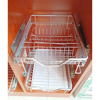 2 Layers Complete Set Stainless Pull out Wire Basket 16x16inches, 14x16inches & 18x16inches
