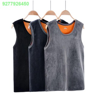 tops☑Double-faced fleece men s winter thermal underwear, warm vest, plus velvet thickening base lar (1)