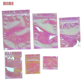 MOMO 100Pcs Iridescent Zip lock Bags Cosmetic Plastic Laser Holographic Zipper B Wq (5)