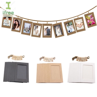 10Pcs Paper Photo Frame Wall Hanging Picture Album Rope Clip DIY Home Decor
