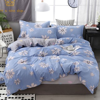 3/4in1 Fashion Blue Flowers Bedding Set Bedsheet Pillowcase Blanket Quilt Cover Set Without any Com